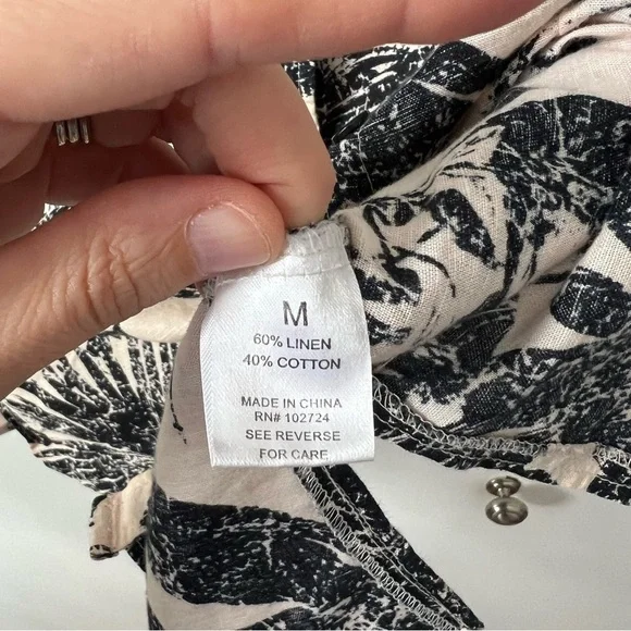 Harvé Benard Linen Blend Floral Button-Up Blouse – Size M - Picture 3 of 5